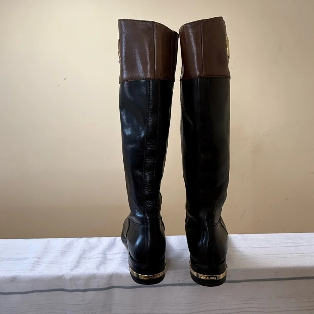 Michael Kors Black and Brown Over the Knee Boots